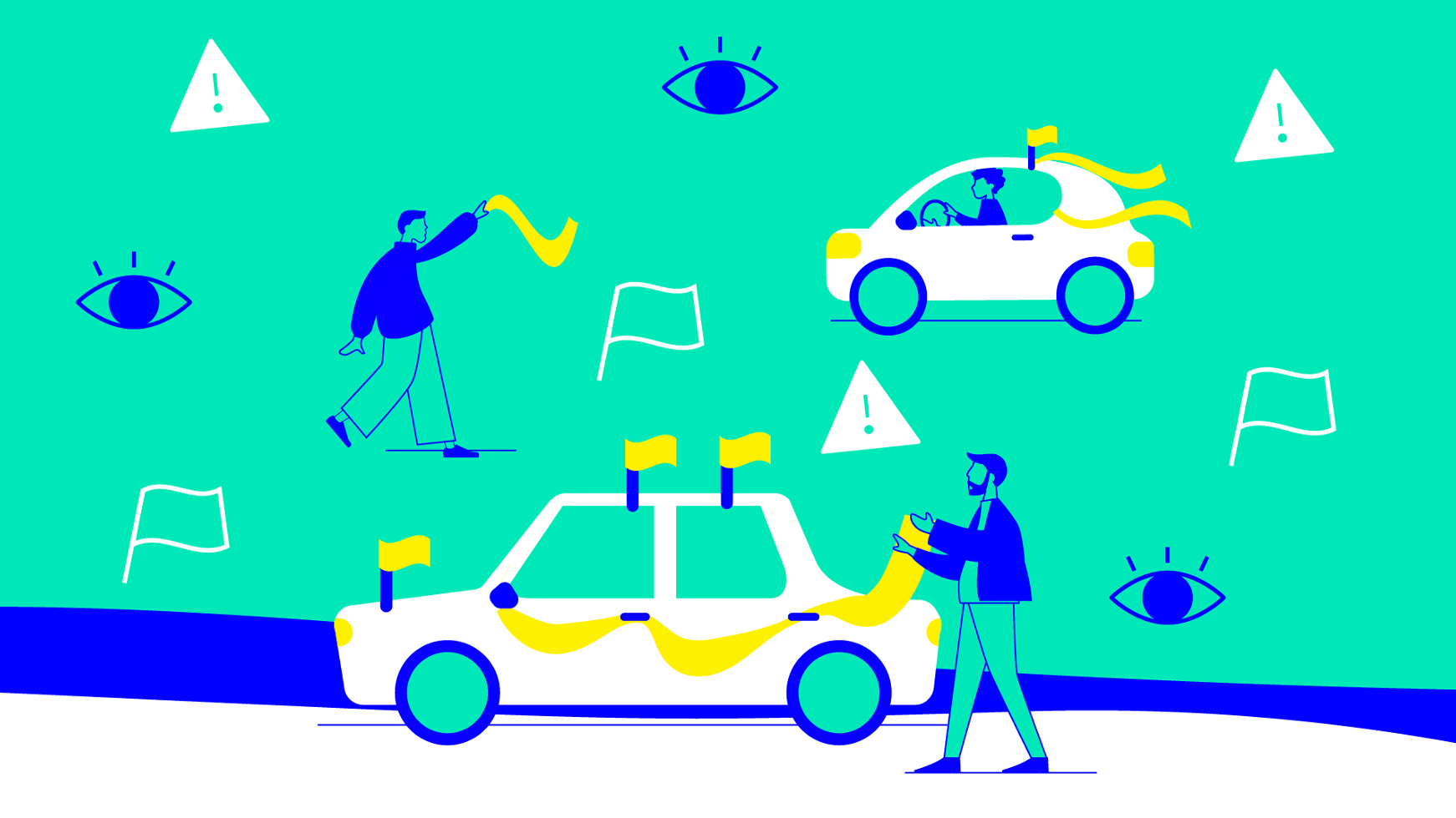 Grafik_Autoschmuck Grafik zum Thema „Fanartikel am Auto“.