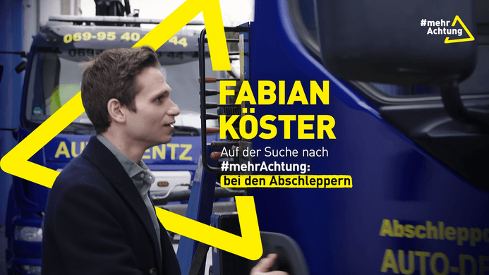 Fabian Köster auf der Suche nach #mehrAchtung: bei den Abschleppern