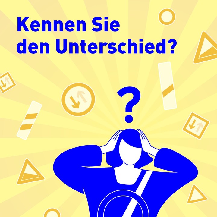 Die Illustration zeigt eine verwirrte Person in Blau, die sich den Kopf hält. Darüber steht die Frage: „Kennen Sie den Unterschied?“